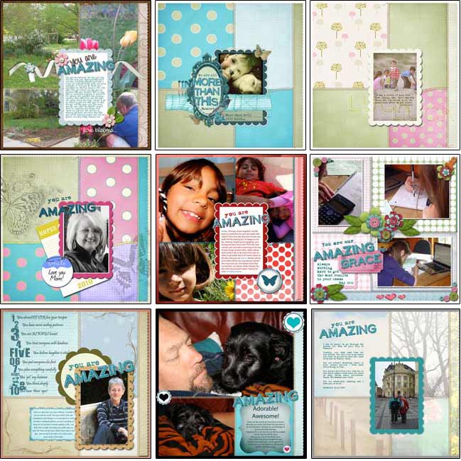 paper: Ten looks with a new digital scrapbook page template | pretty paper.  true stories. {and scrapbooking classes with cupcakes.}
